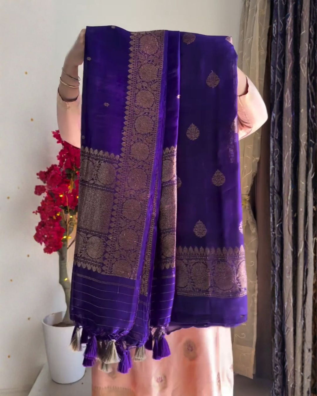 Deep Purple Cotton jari suit