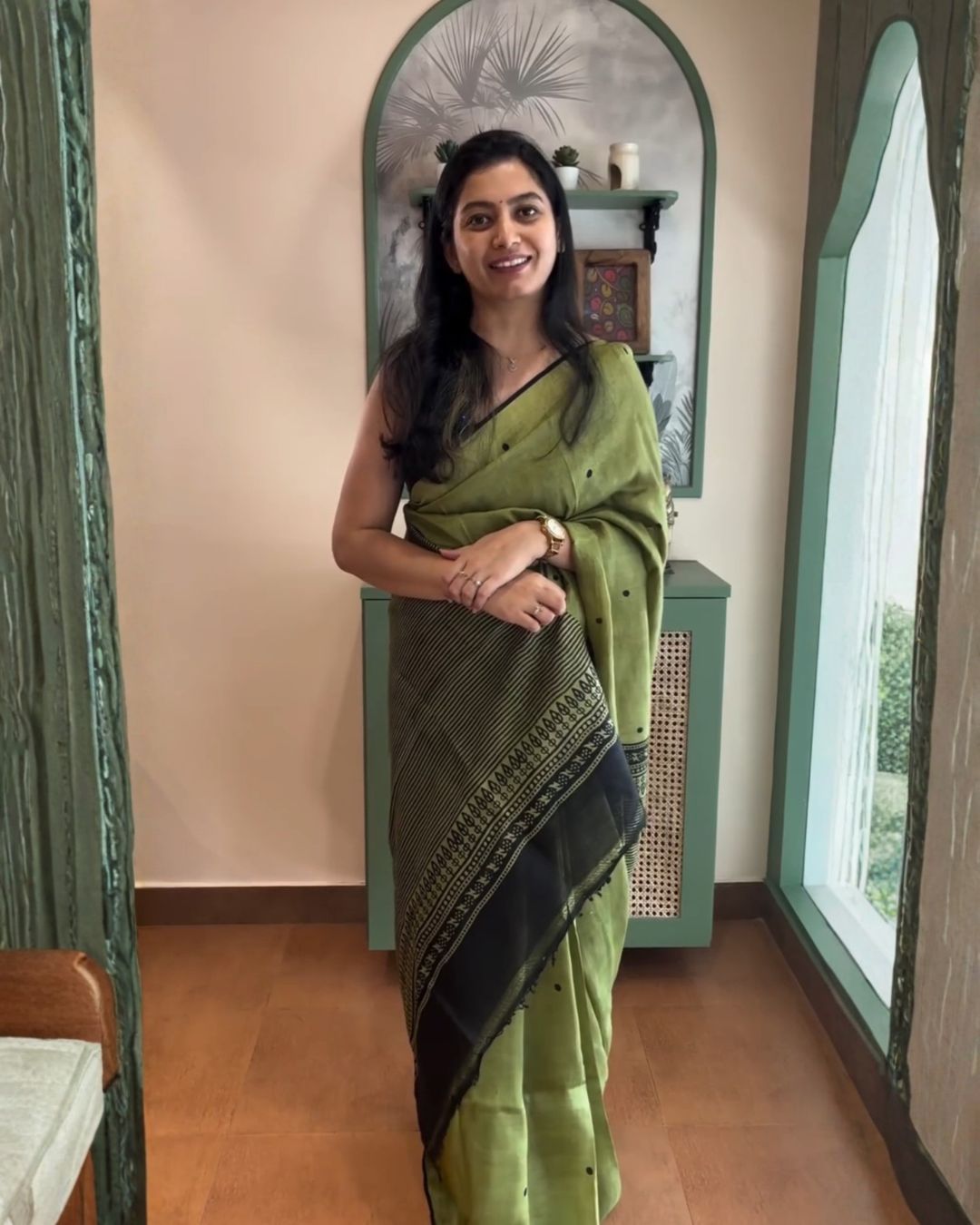 Olive Cotton Saree