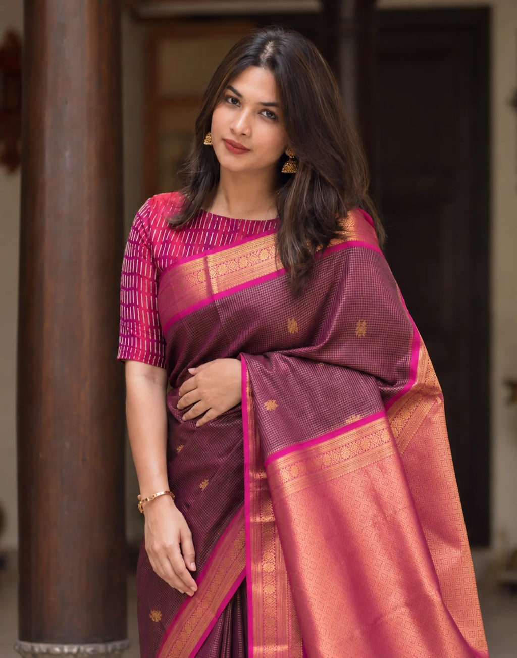 Wine Silk Saree