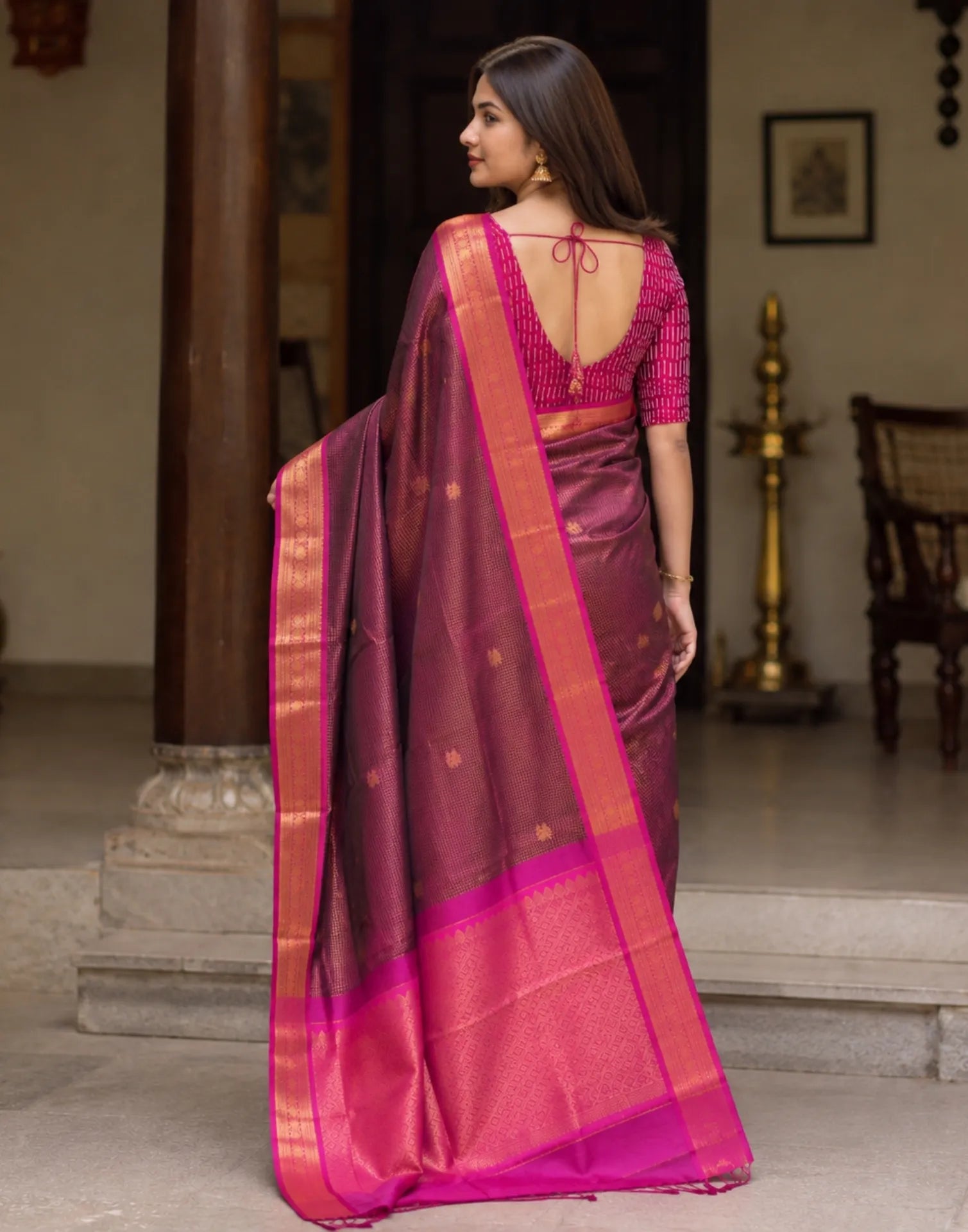 Wine Silk Saree